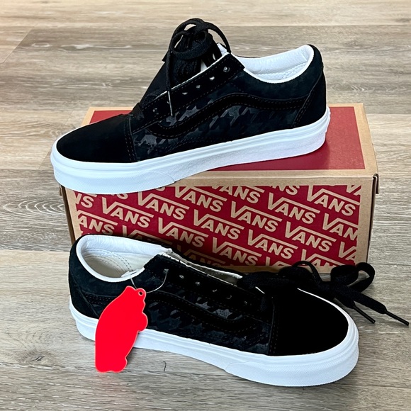 NIB VANS Womens Size 5.5 Old Skool Houndstooth Black Suede Skate Sneaker - Picture 2 of 5